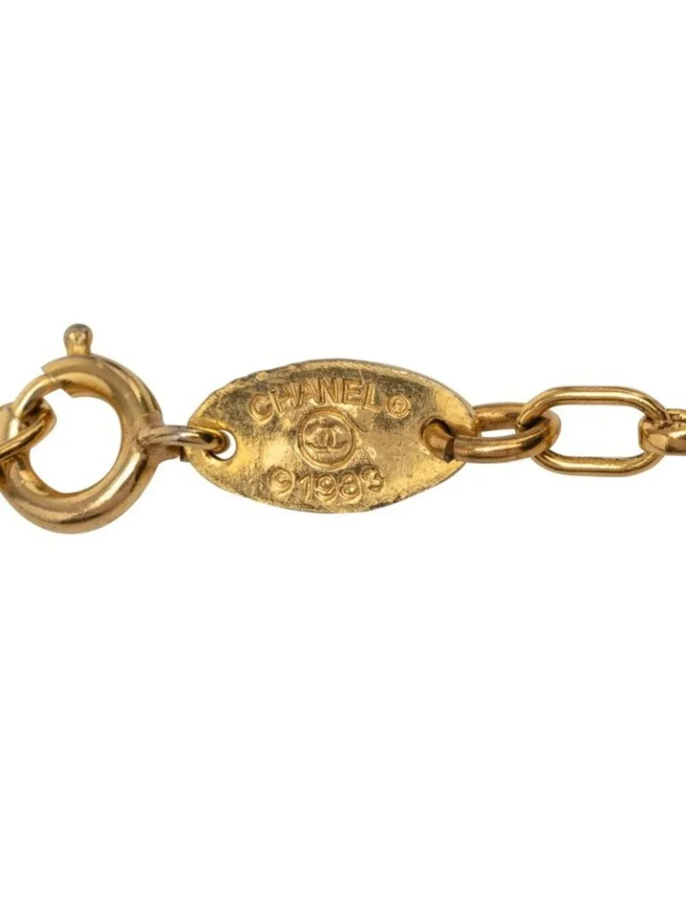 Chanel Lion Motif Long Chain Necklace Gold Plated